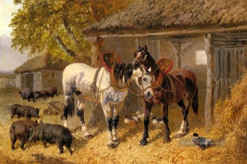 Der Farmyard2 John Frederick Herring Jr Pferd Ölgemälde